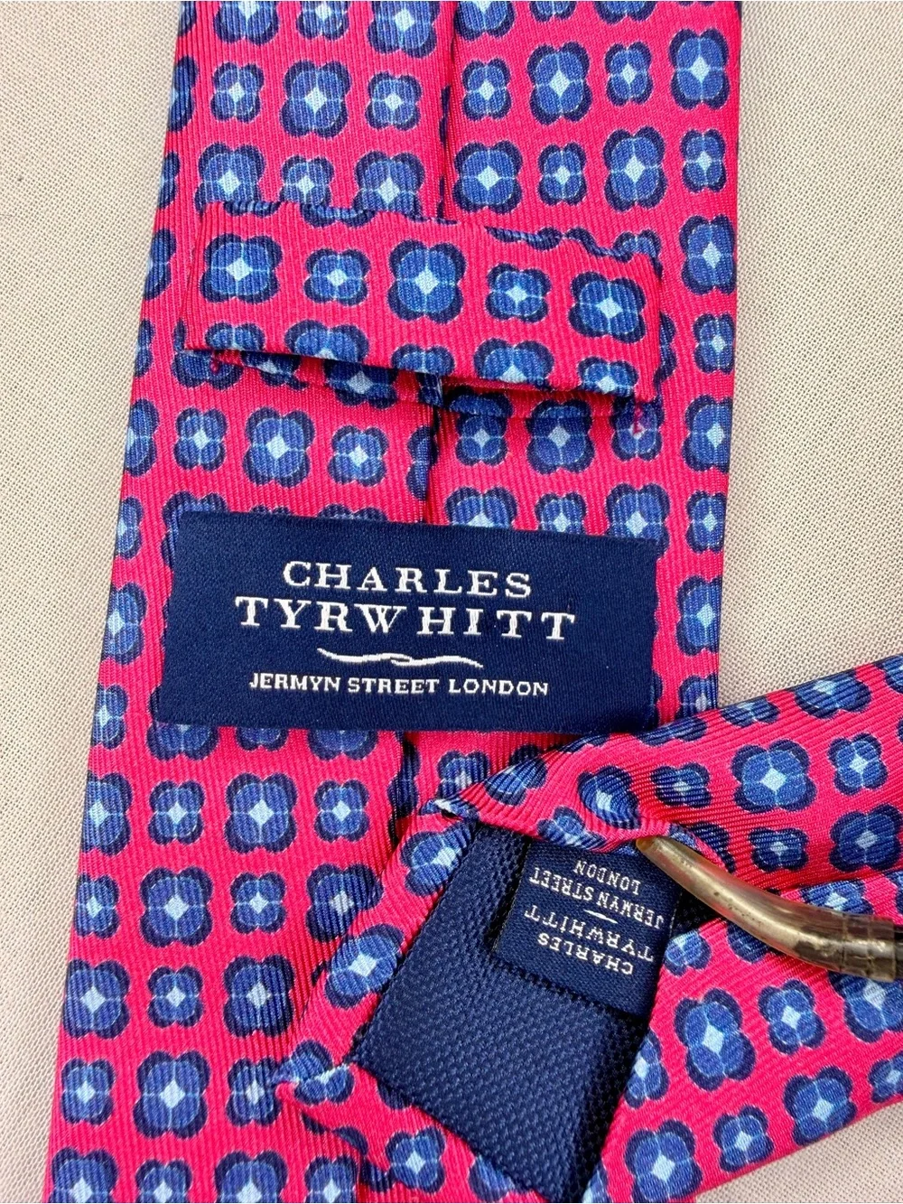 Charles Tyrwhitt London Silk Tie | Pink & Blue Geometric Pattern